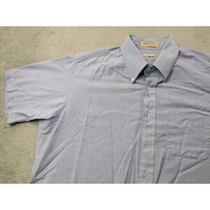 LL Bean Chambray Button Down Shirt Men's Size 18 Blue Short Sleeve Casual